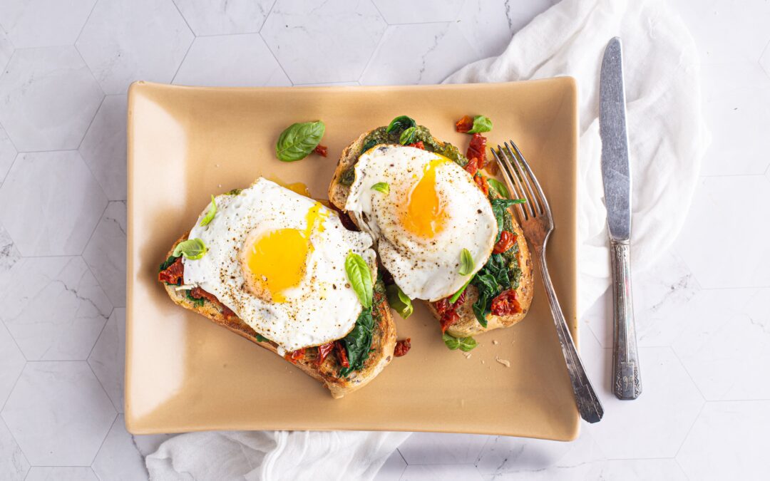 Fried Egg Spinach Pesto Toast